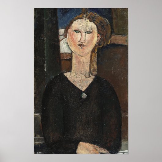 Modigliani vrouw met broche moderne kunst print (Voorkant)