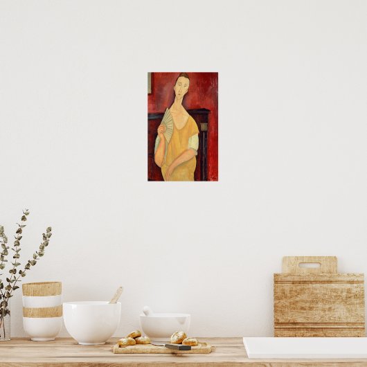 Modigliani Vrouw met Fan Moderne Kunst Print (Keuken)