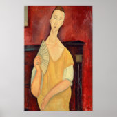 Modigliani Vrouw met Fan Moderne Kunst Print (Voorkant)