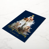 Modish Blue Christmas Tree Lijst 3 Foto Folie Feestdagenkaart (Gedraaid)