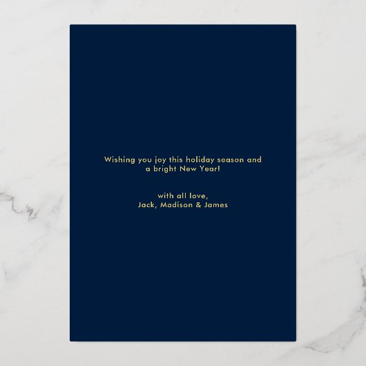 Modish Blue Christmas Tree Lijst 3 Foto Folie Feestdagenkaart (Achterkant)