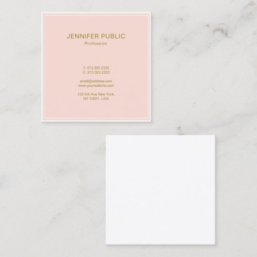 Modish Blush Roze Goud Professionele Moderne Luxe Vierkante Visitekaartje (Voorkant / Achterkant)