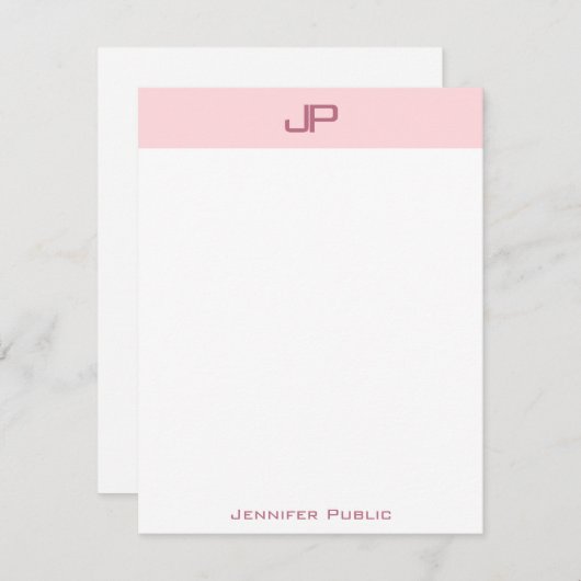 Modish Blush Roze Monogram Eenvoudige Sjabloon Tre (Voorkant / Achterkant)