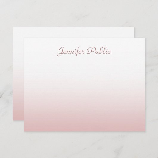 Modish Calligraphed Script Roos Gouden Achtergrond Notitiekaartje (Voorkant / Achterkant)