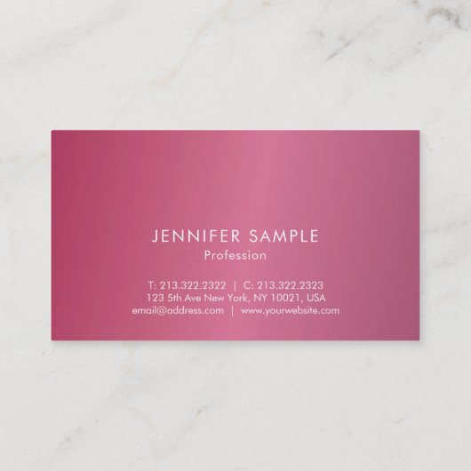 Modish Elegant Hot Pink Modern Clean Design Trendy Visitekaartje (Achterkant)