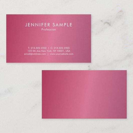 Modish Hot Pink Modern Clean Stijlvol Trendy Desig Visitekaartje (Voorkant / Achterkant)