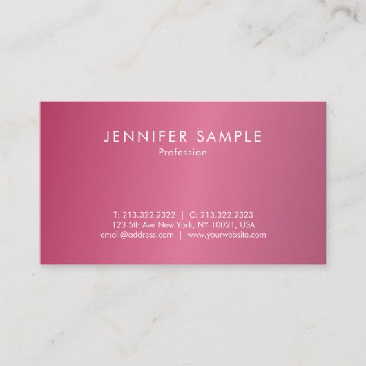 Modish Hot Pink Modern Clean Stijlvol Trendy Desig Visitekaartje (Voorkant)