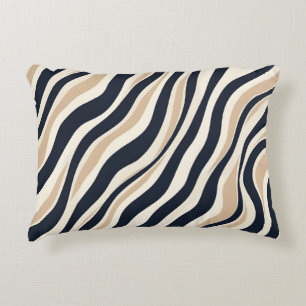 Modish Neutral Wavy Cream Charcoal Abstract Design Accent Kussen