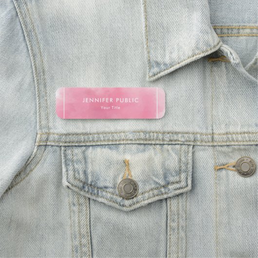 Modish roze Waterverf art Sjabloon elegant modern Naamplaatje (In situ)