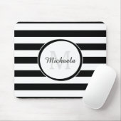 Modish Thick Black and White Stripes and Monogram Muismat (Met muis)