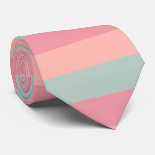 Modish Trendy Peach Blauwgroen Kleur Strepen Schat Stropdas (Opgerold)