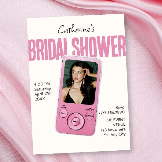 Modist pink white bridal shower kaart