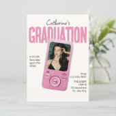 Modist pink white graduation kaart (Staand voorkant)