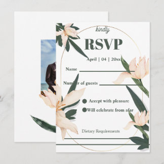 Modren blush pink floral Circle RSVP Cards Kaart