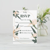 Modren blush pink floral Circle RSVP Cards Kaart (Staand voorkant)