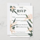 Modren blush pink floral Circle RSVP Cards Kaart (Voorkant)