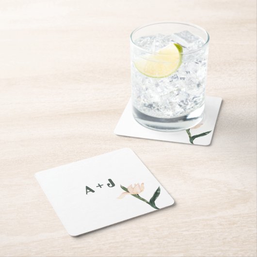 Modren blush pink floral kartonnen onderzetters (Insitu)