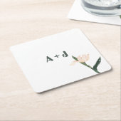 Modren blush pink floral kartonnen onderzetters (Schuin)