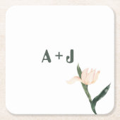 Modren blush pink floral kartonnen onderzetters (Voorkant)