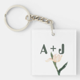 Modren blush pink floral sleutelhanger