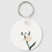 Modren blush pink floral sleutelhanger (Voorkant)