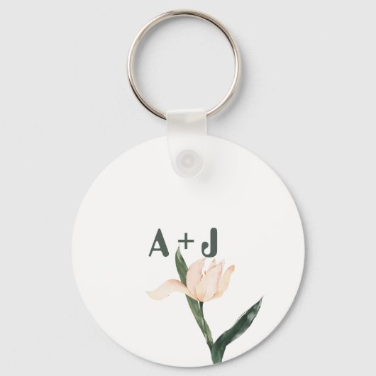 Modren blush pink floral sleutelhanger (Voorkant)