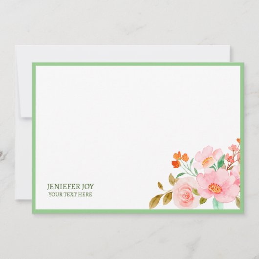 Modren chic pastel Blush Pink Greenery Note Card Kaart (Voorkant)