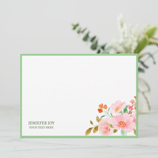 Modren chic pastel Blush Pink Greenery Note Card Kaart (Staand voorkant)