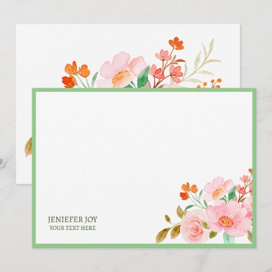 Modren chic pastel Blush Pink Greenery Note Card Kaart (Voorkant / Achterkant)