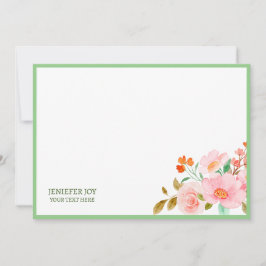 Modren chic pastel Blush Pink Greenery Note Card Kaart