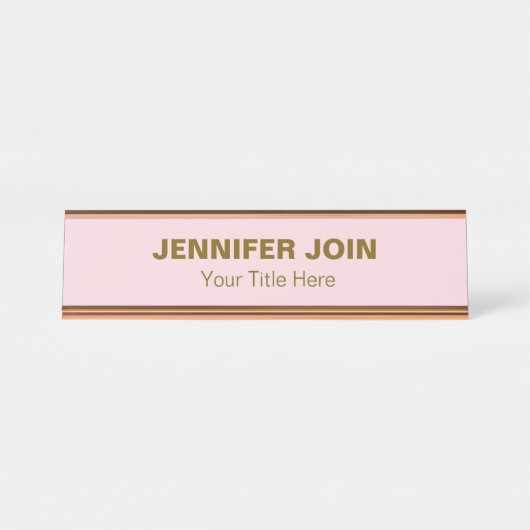 Modren Golden blush Desk Name Bord Bureau Naambordje (Voorkant)
