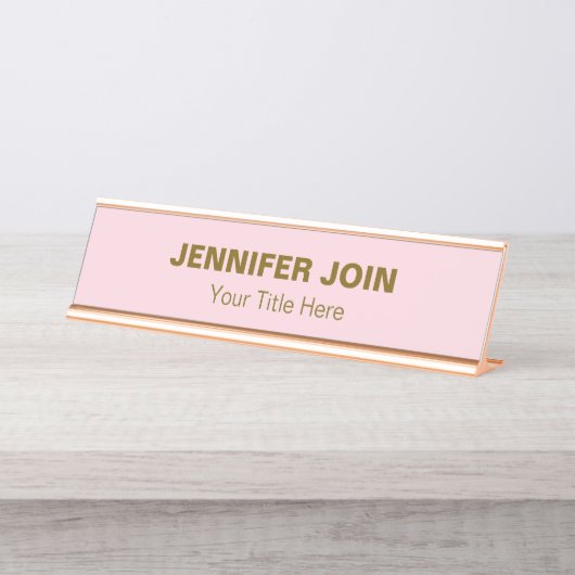 Modren Golden blush Desk Name Bord Bureau Naambordje (Voorkant)