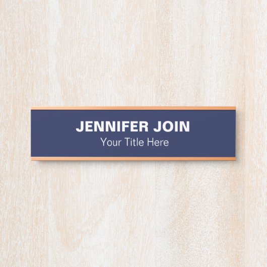 Modren Navy Blue blush Desk Name Bord Deurbordje (Voorkant)