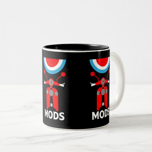 Mods - Mods en Rockers - Britse muziek Tweekleurige Koffiemok (Voorkant rechts)