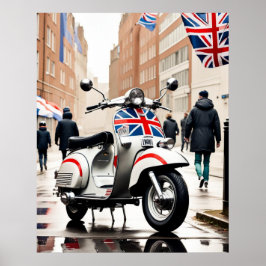 Mods Scooter, Union Jack, Brighton, Parka Poster