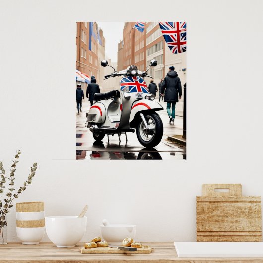 Mods Scooter, Union Jack, Brighton, Parka Poster (Keuken)