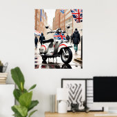 Mods Scooter, Union Jack, Brighton, Parka Poster (Thuiskantoor)
