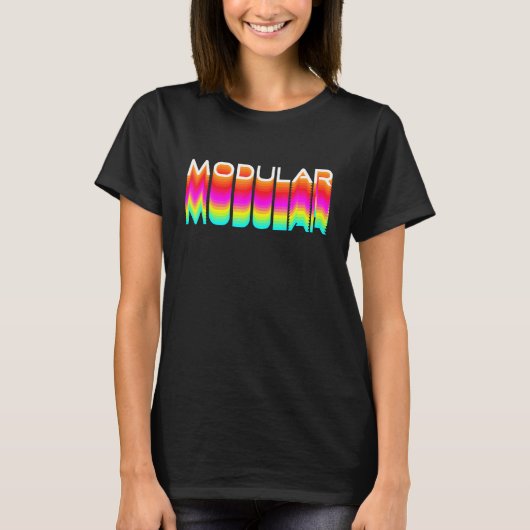 Modulair 80s Retro Analoge Synthwave Modular Synth T-shirt (Voorkant)