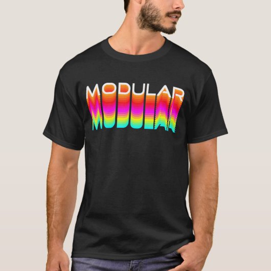 Modulair 80s Retro Analoge Synthwave Modular Synth T-shirt (Voorkant)