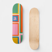 Modulair kleurig geometrisch patroon met Initiaal Persoonlijk Skateboard (Voorkant)
