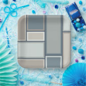 Modulair middelbaar modern geometrisch patroon papieren bordje (Feest)