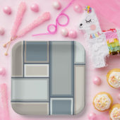 Modulair middelbaar modern geometrisch patroon papieren bordje (Feest)