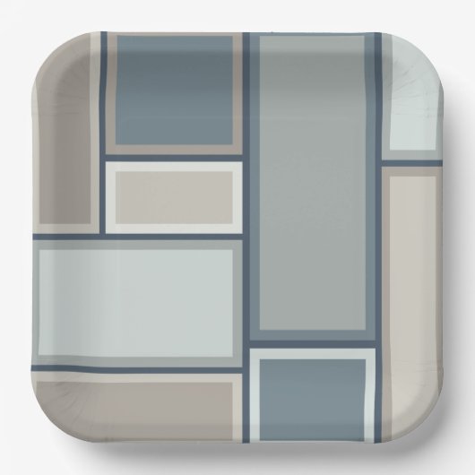 Modulair middelbaar modern geometrisch patroon papieren bordje (Voorkant)