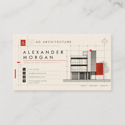 Modulair Rastersysteem Architect Visitekaartje (Voorkant)