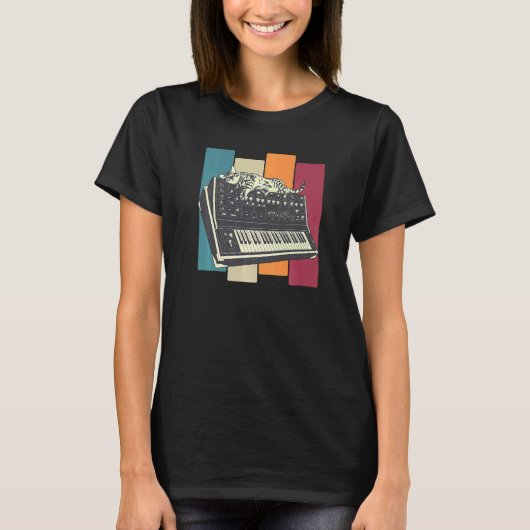 Modulair Synthesizer Keyboard Synthetisch Kat T-shirt (Voorkant)
