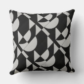 Modulaire Noir Echo Geometrisch Zwart Wit Katoen Kussen (Achterkant)