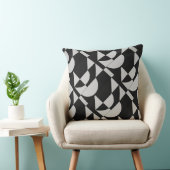 Modular Noir Echo Geometric Black White Cotton Kussen (Stoel)