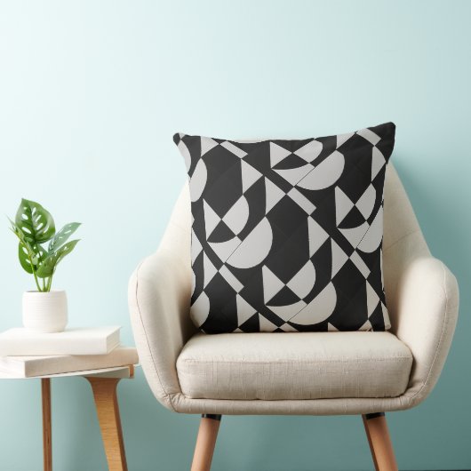 Modular Noir Echo Geometric Black White Cotton  Kussen (Stoel)
