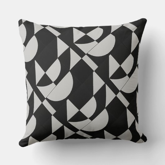 Modular Noir Echo Geometric Black White Cotton Kussen (Achterkant)