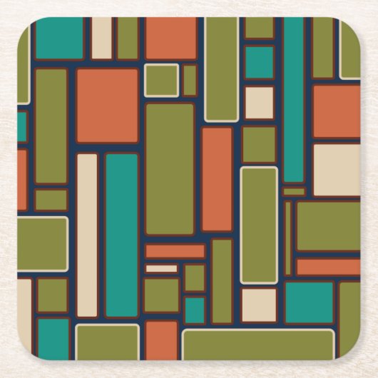 Modulus Mideeuw Modern Retro Geometric Patroon Kartonnen Onderzetters (Voorkant)